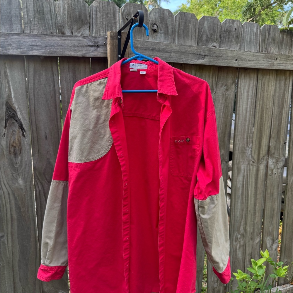 Men's Red and Tan Shirt